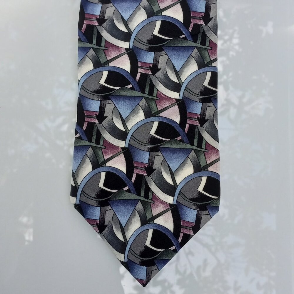 J. (Jerry) Garcia SIlk Necktie Clockwork Collection Eight Teal Blue Purp…